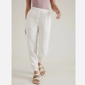 ATHLETA Retreat White Linen Jogger Size L Tall